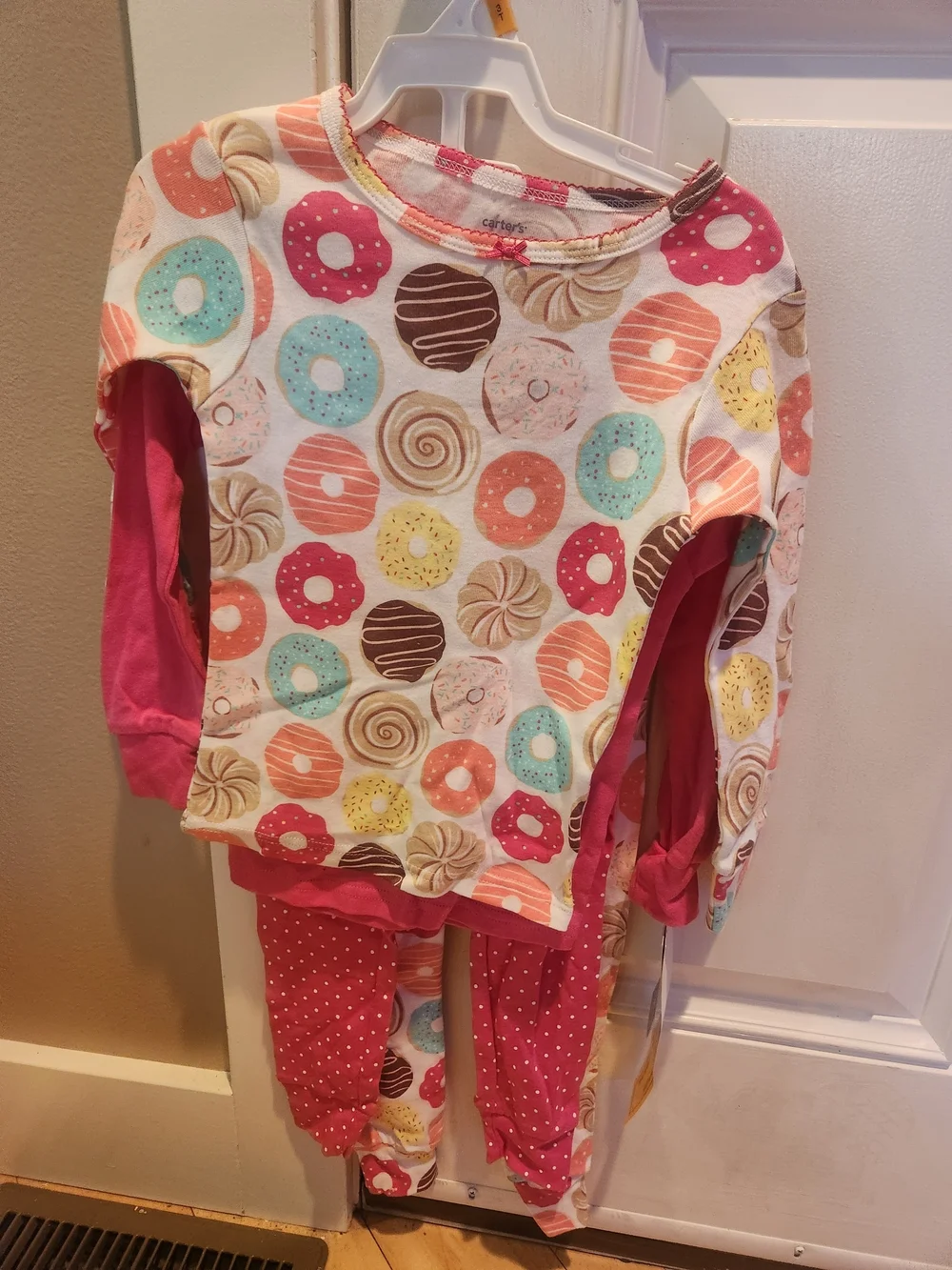 Girls Pink Donut Print Pajama Set